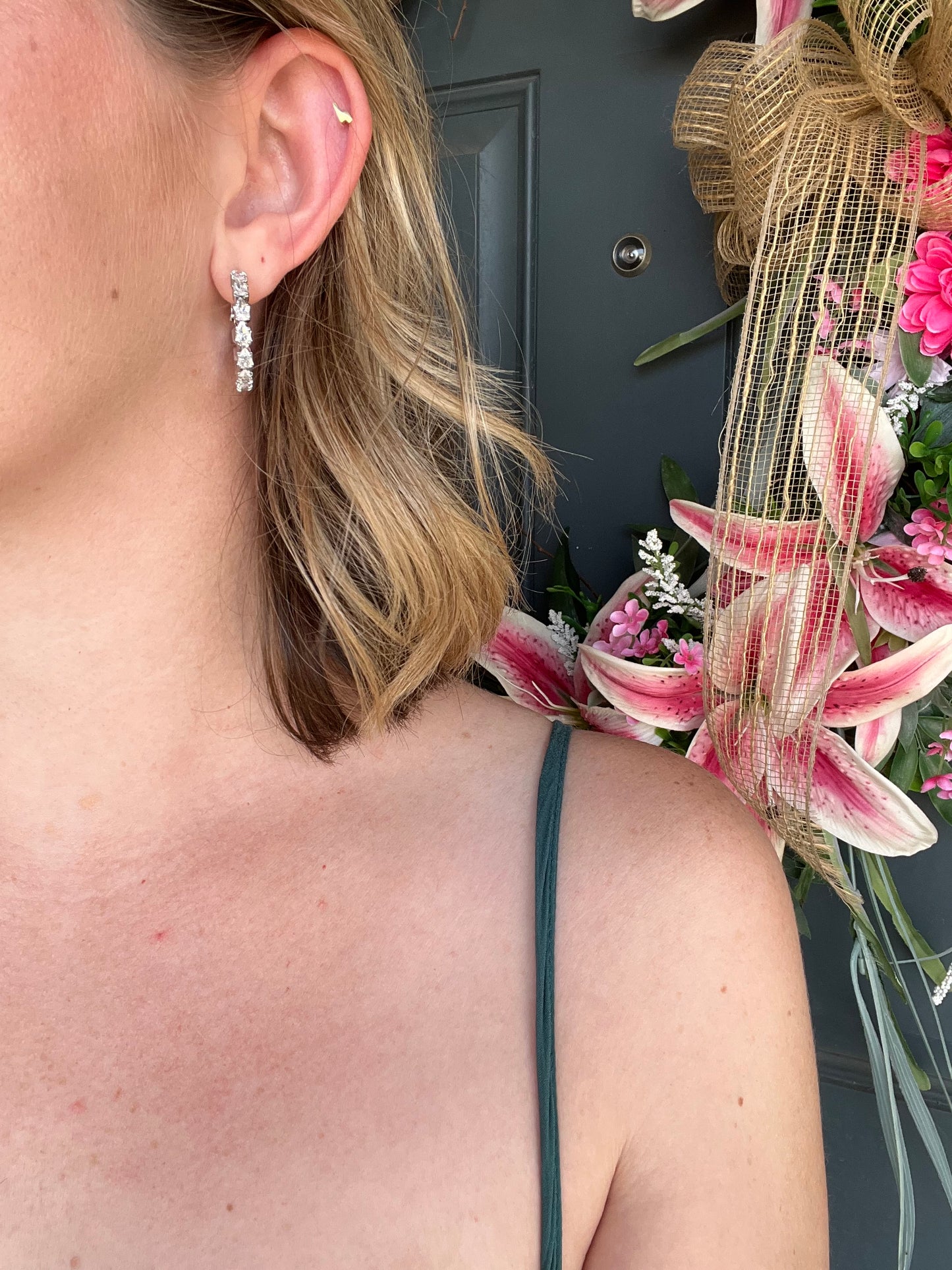 Small Silver Luster Gem Hoops