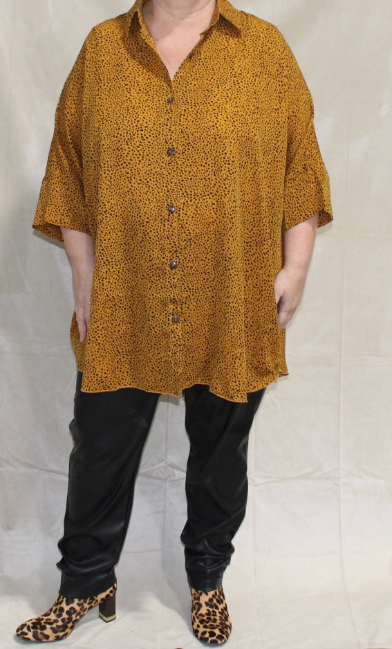 Leopard Button Up Tunic Dress