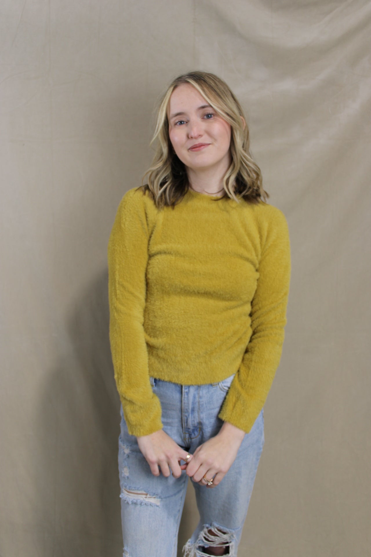 Fuzzy Fun Sweater - Gold