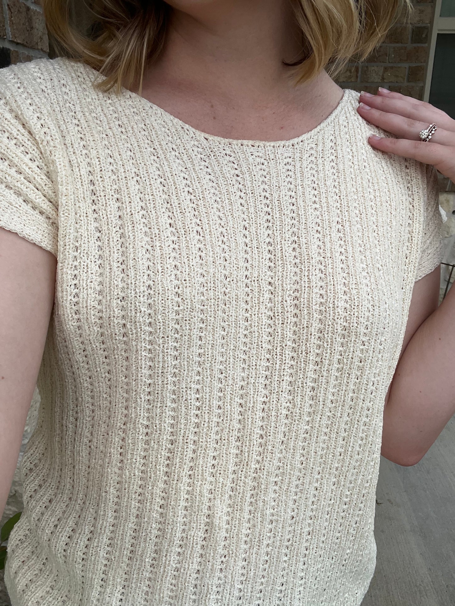Ivory Jolie Oversized Short Sleeve Sweater