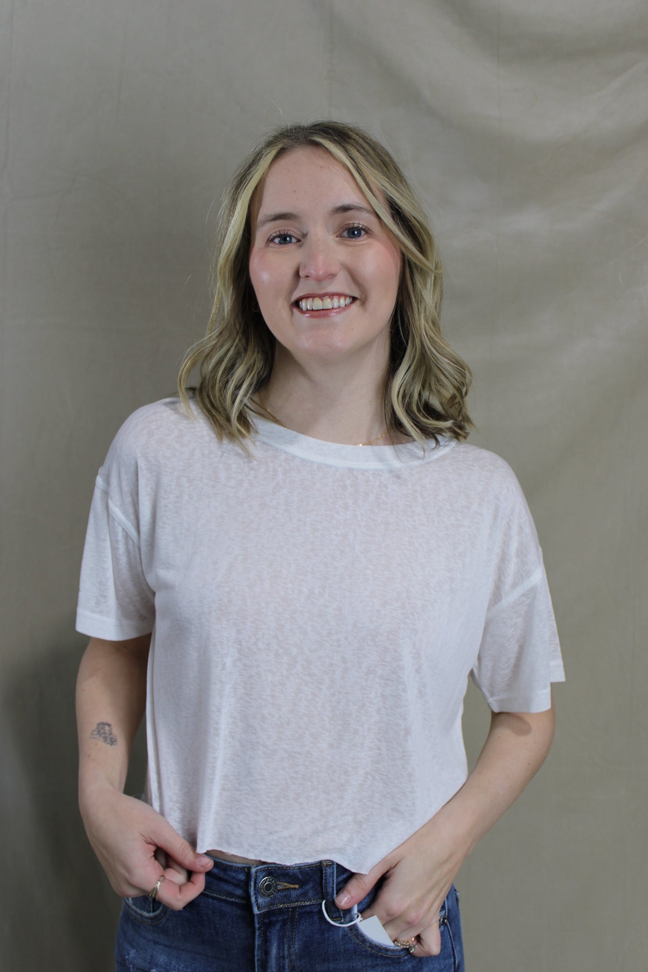 Cropped Butter Tee - White