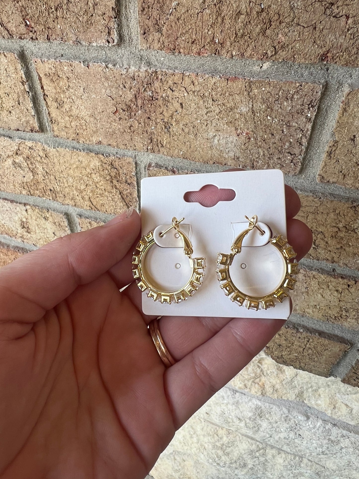 Small Gold Luster Gem Hoops
