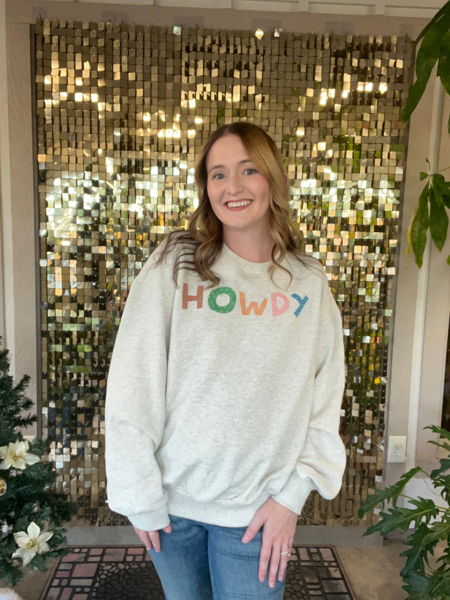 Heather Oat "Howdy" Multi Color Pullover