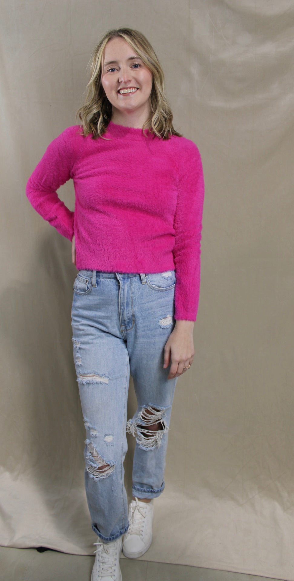 Fuzzy Fun Sweater - Magenta