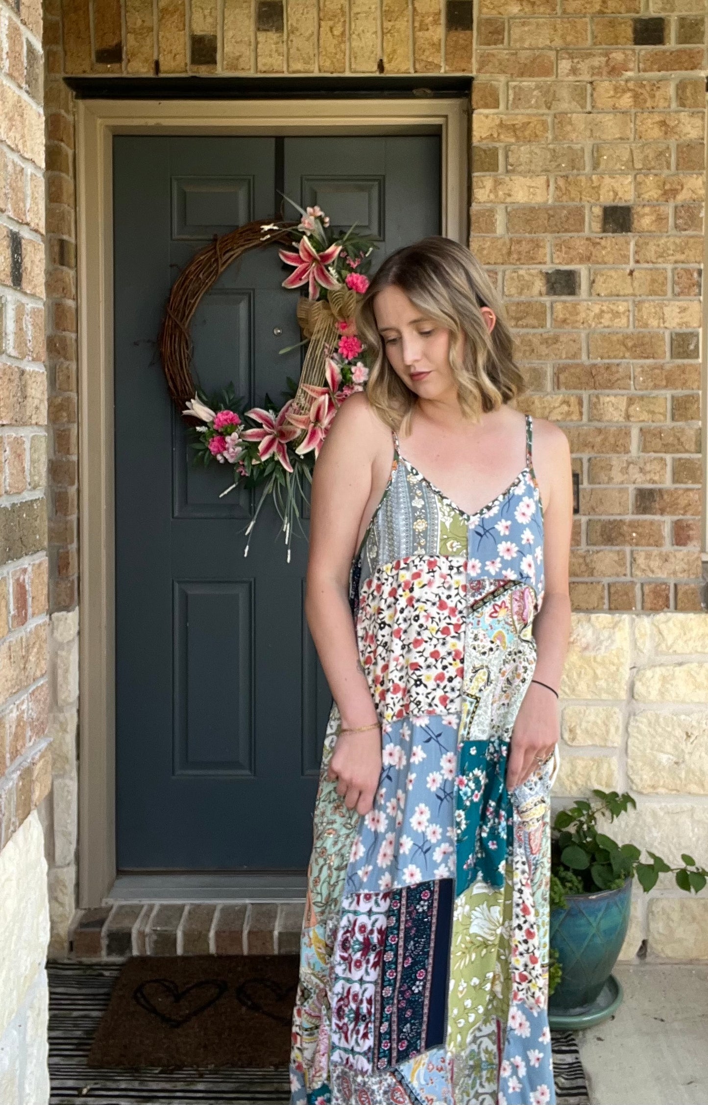 Floral Multi Patchwork Midi Dress