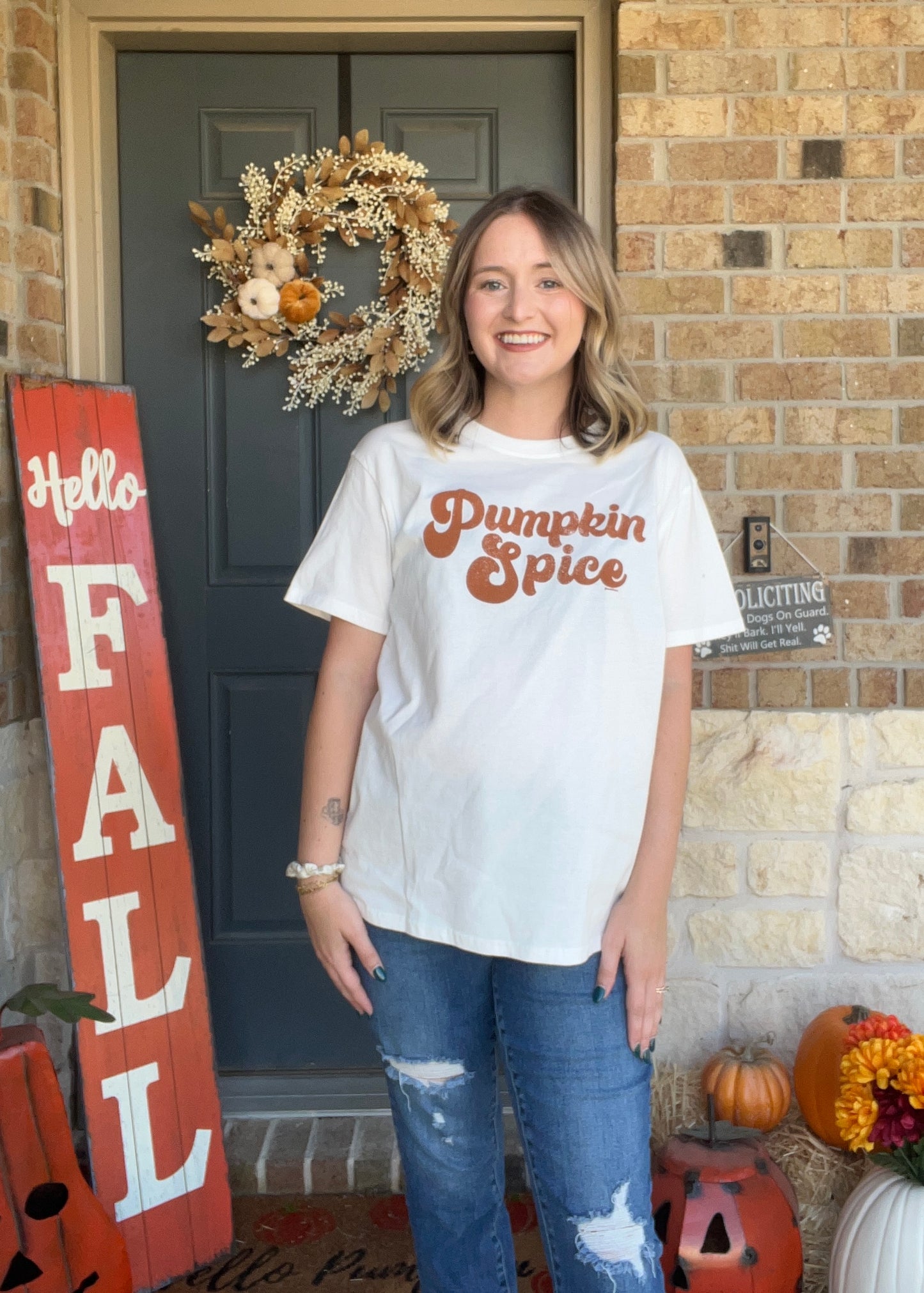 White "Pumpkin Spice" Cursive Tee