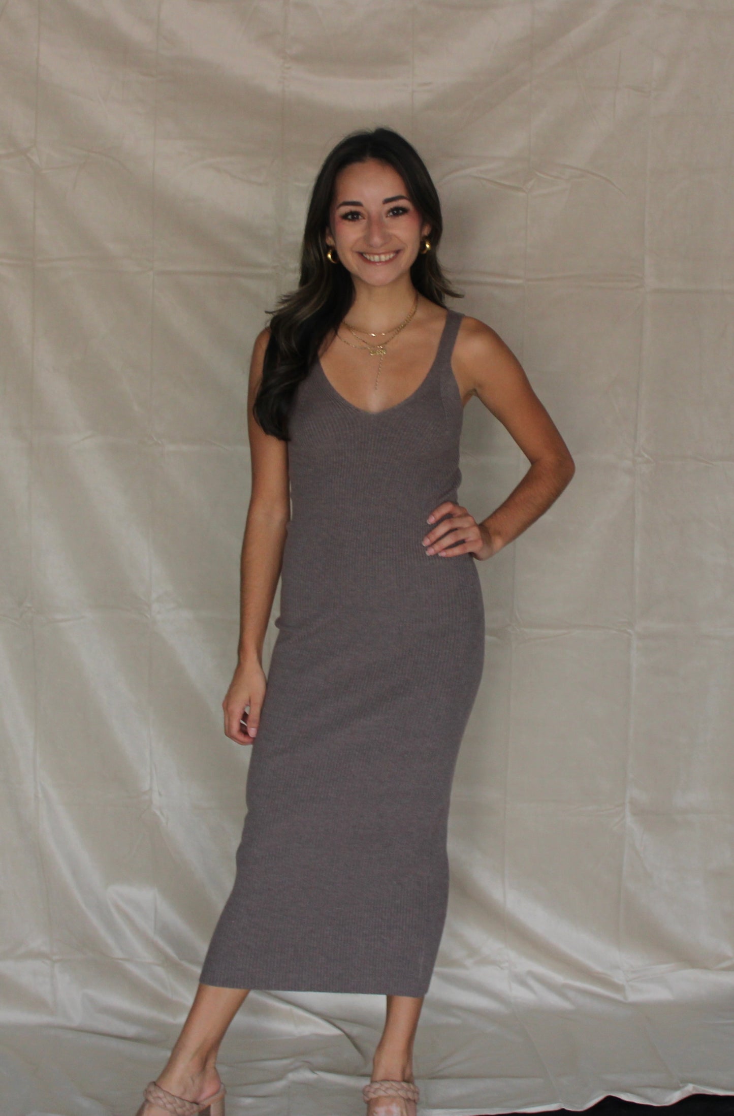 Heather Grey Sleeveless Sweater Dress