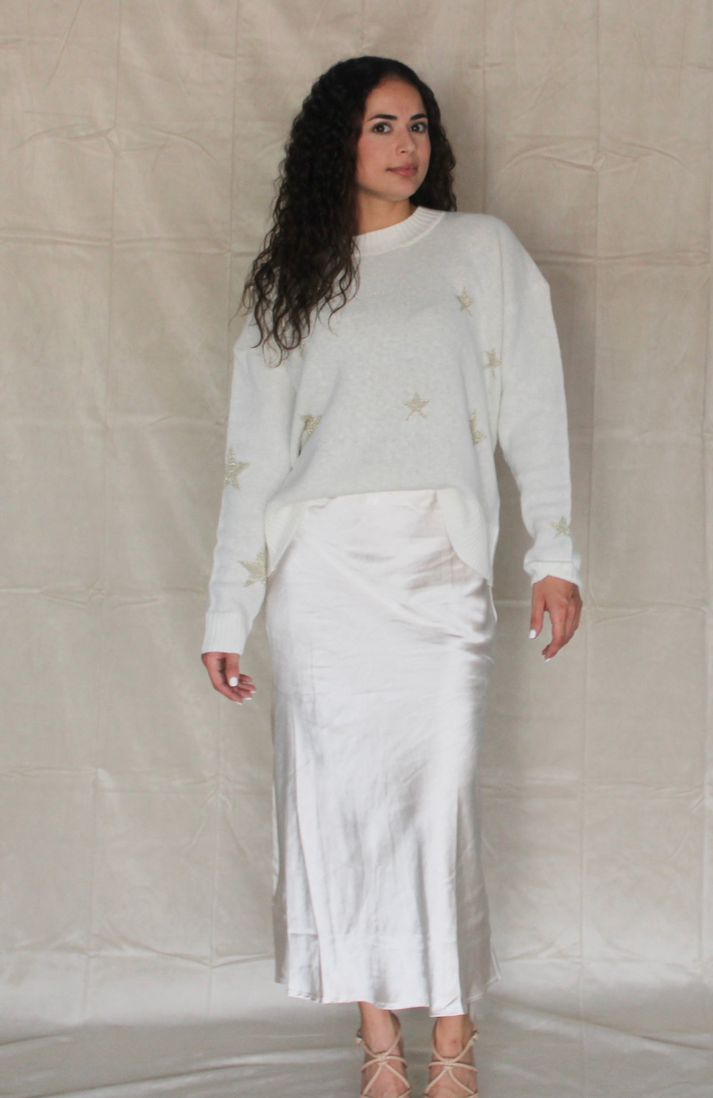 Pearl Silk Midi Skirt