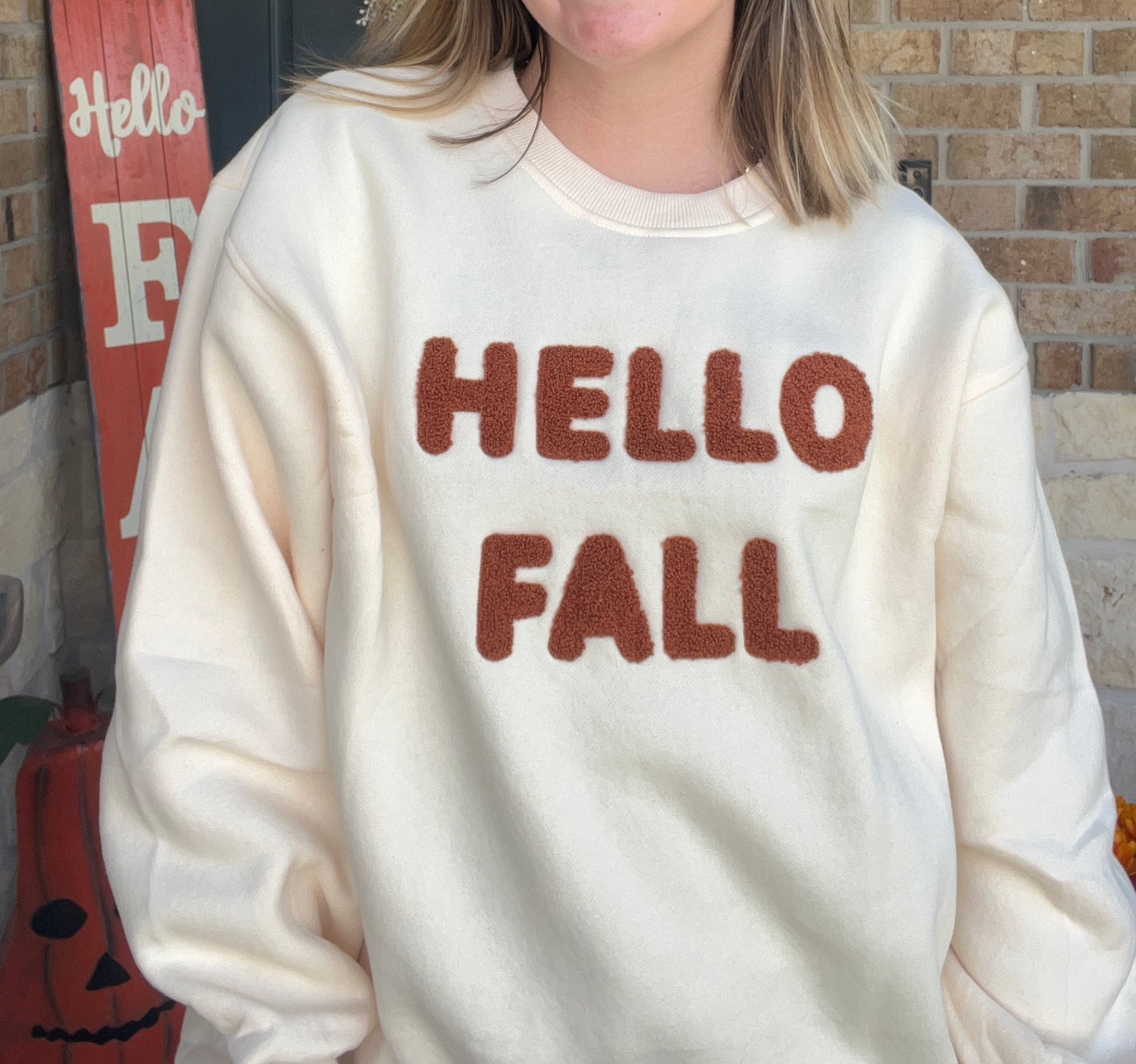 Cream "Hello Fall" Fuzzy Pullover