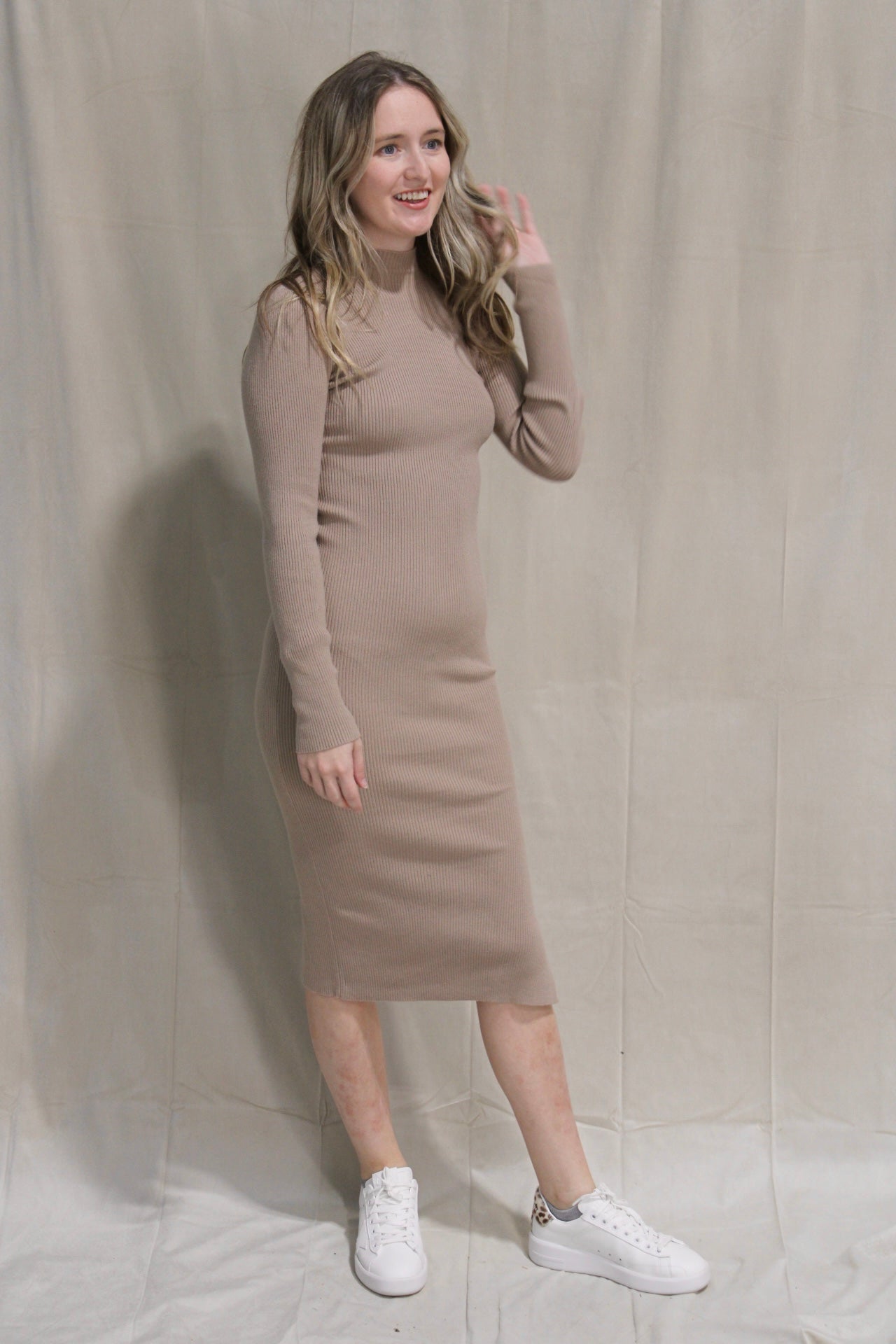 Taupe Bodycon Ribbed Dress