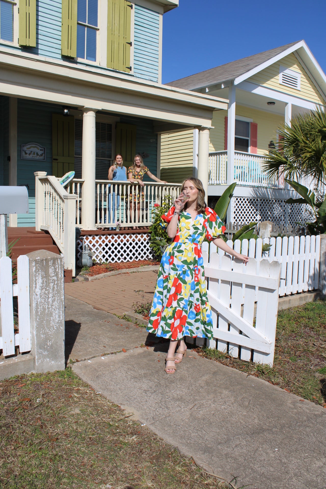 Floral Bell Sleeve Ruffle Dress