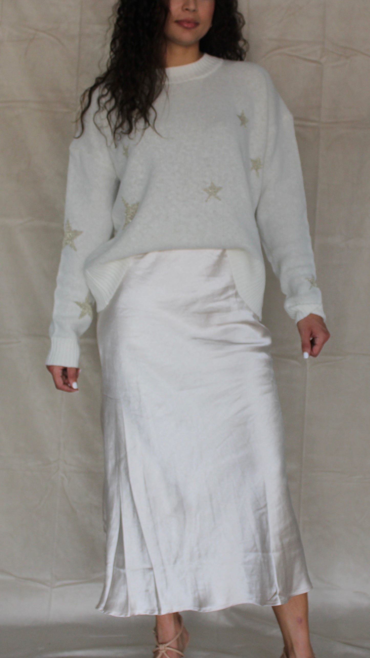 Pearl Silk Midi Skirt