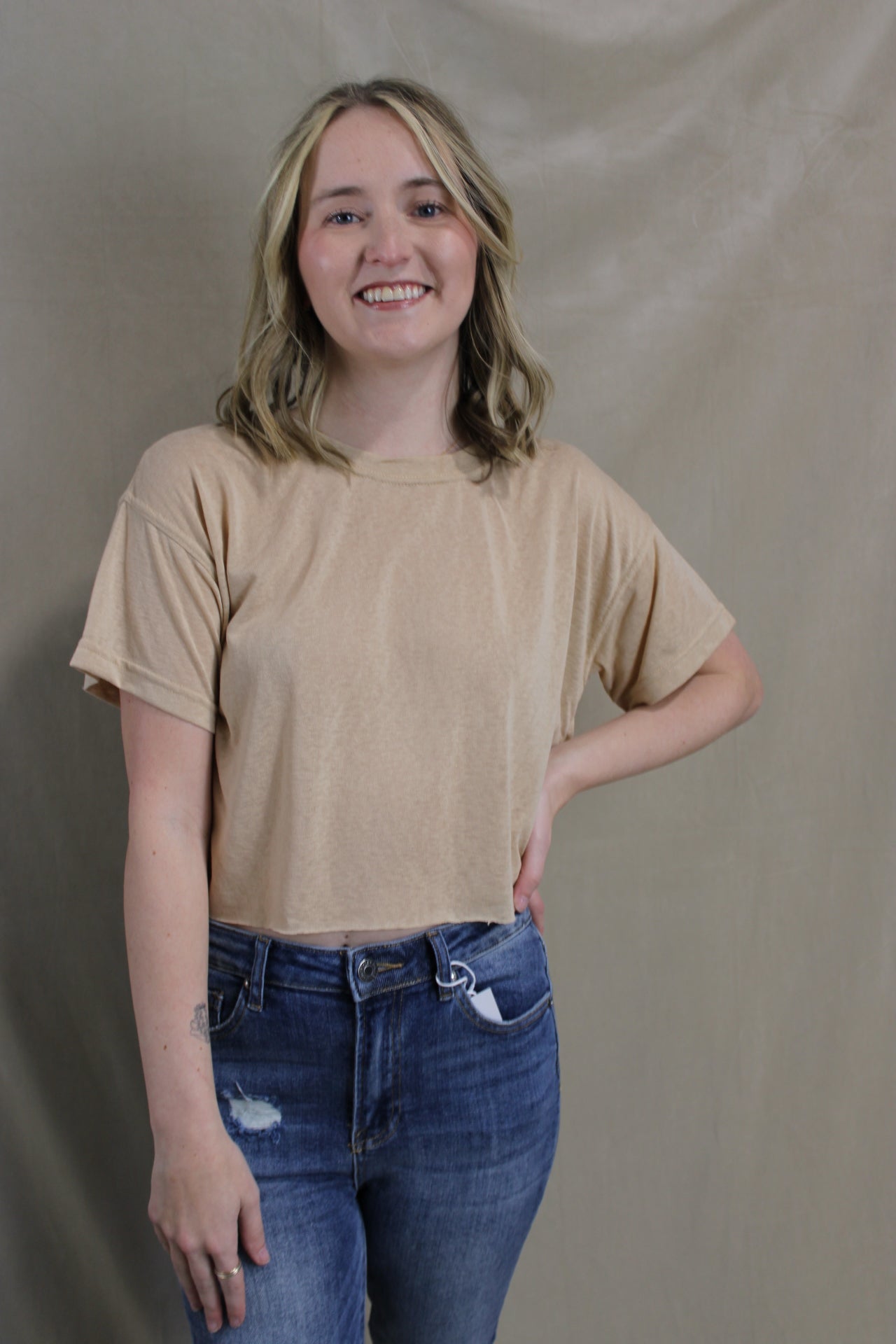 Cropped Butter Tee - Natural