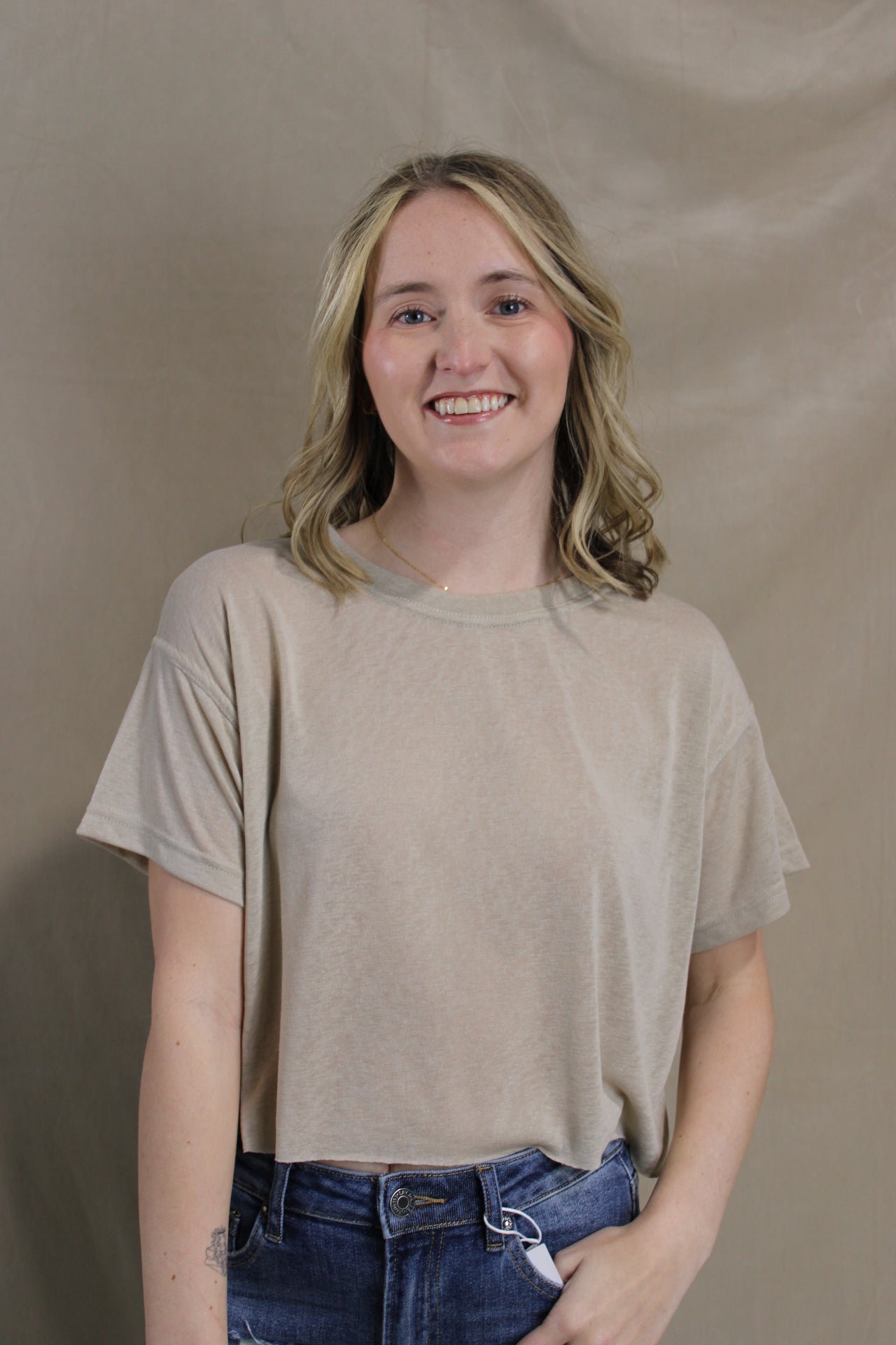 Cropped Butter Top - Taupe