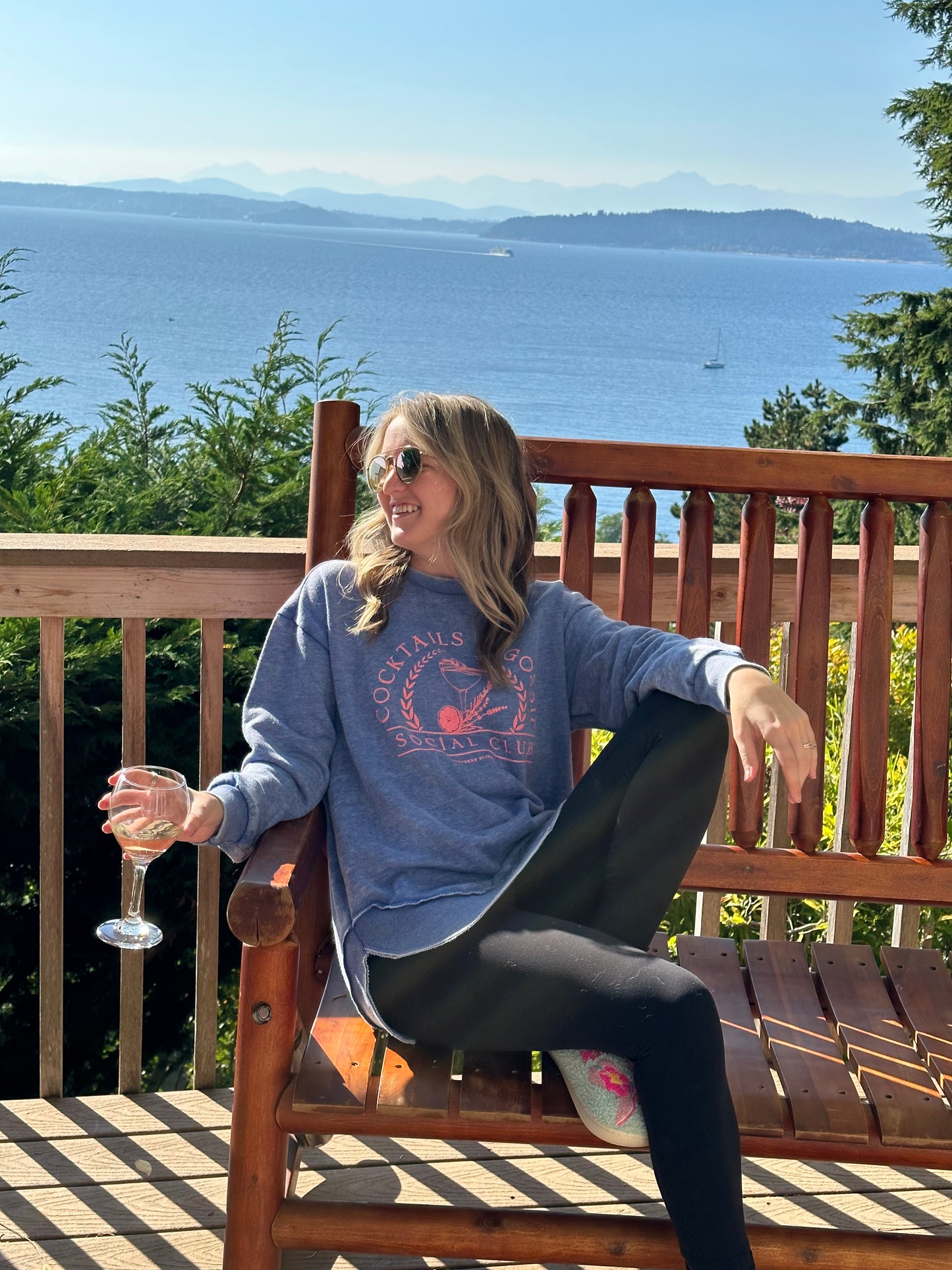 “Cocktails and Gossip” Acid Wash Pullover