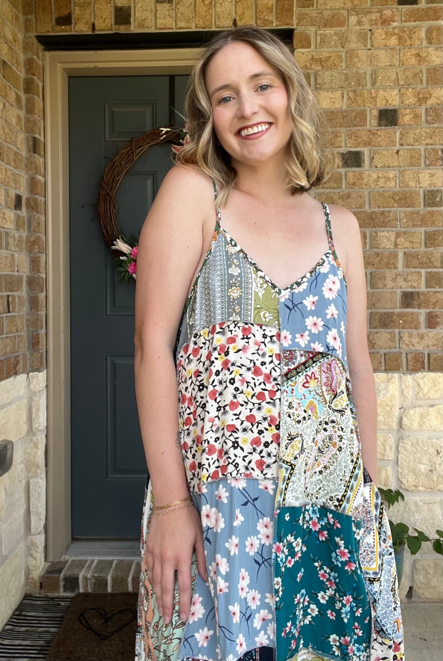 Floral Multi Patchwork Midi Dress