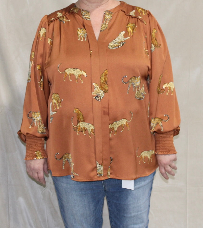 Caramel Leopard Print Top
