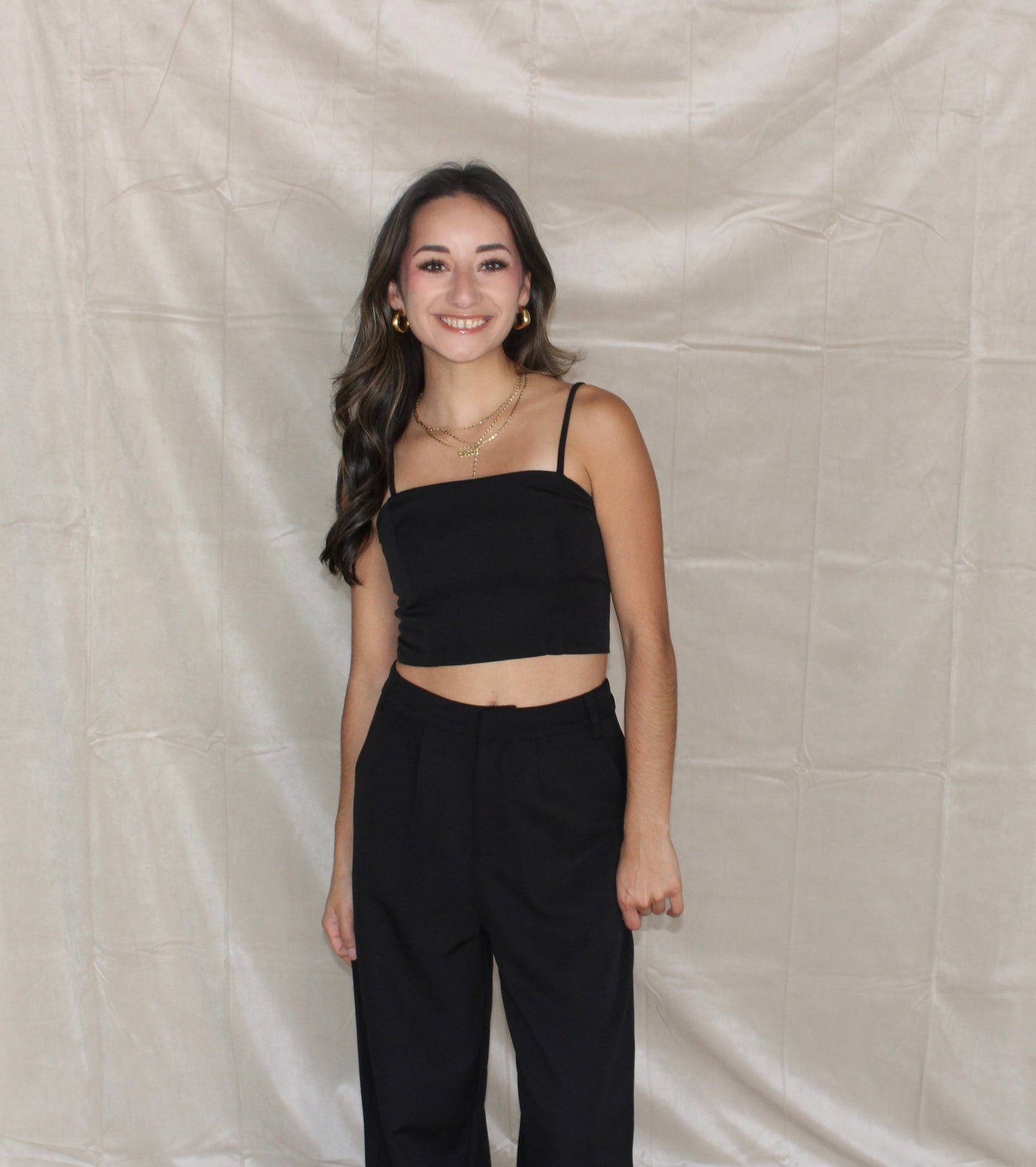 Black Cinch Crop Top