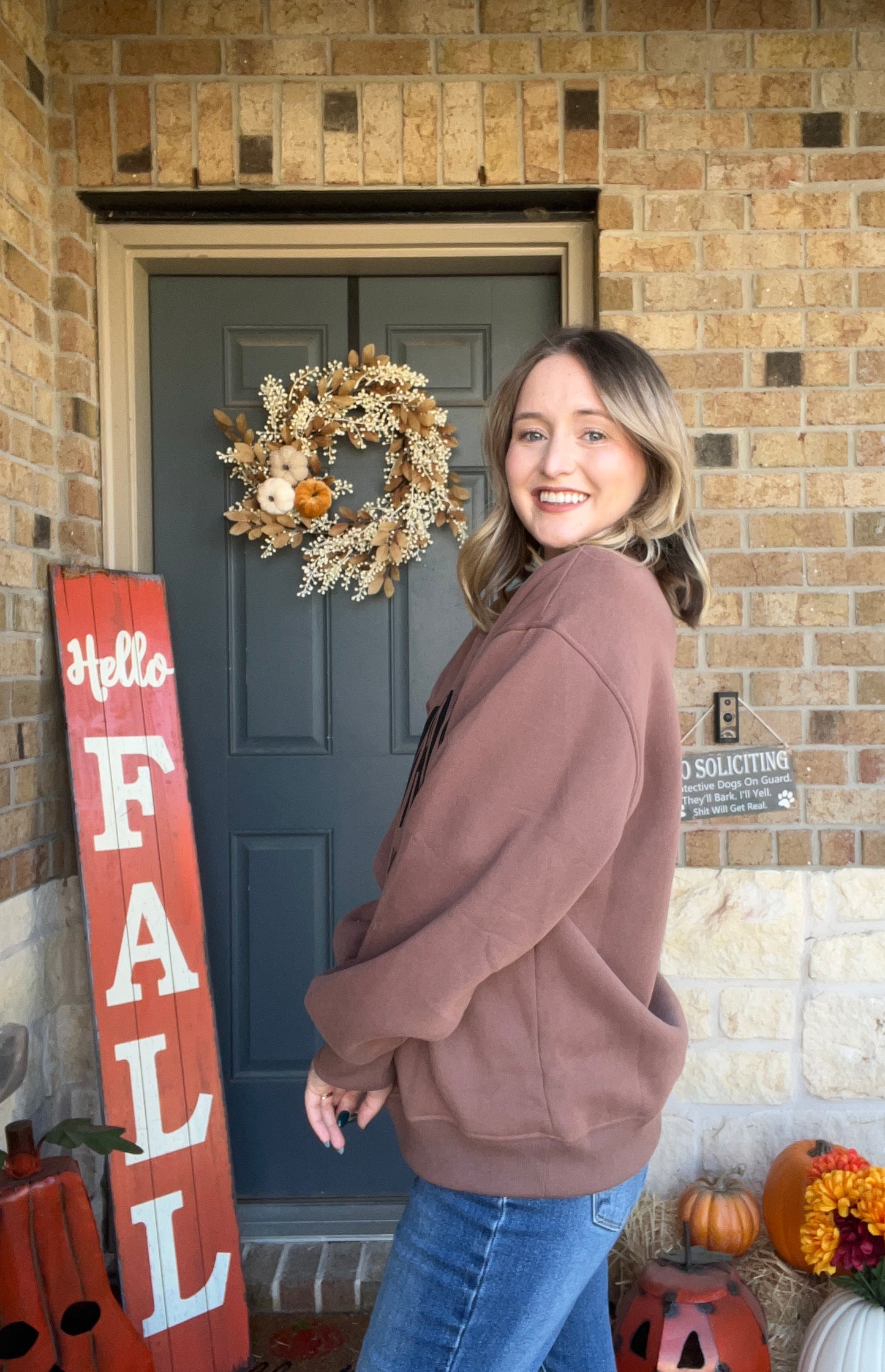 Chocolate Brown "Whiskey Weather" Oversized Pullover