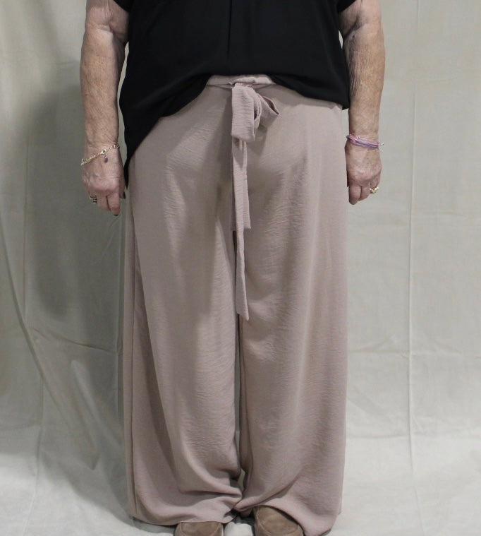 Plus Toast Crepe Pants with Bow Belt