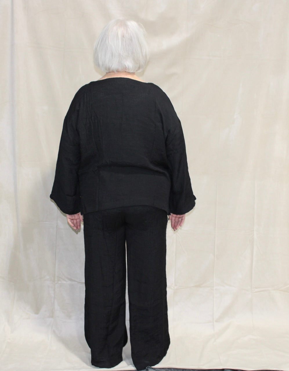 Plus Black Linen High Rise Pants