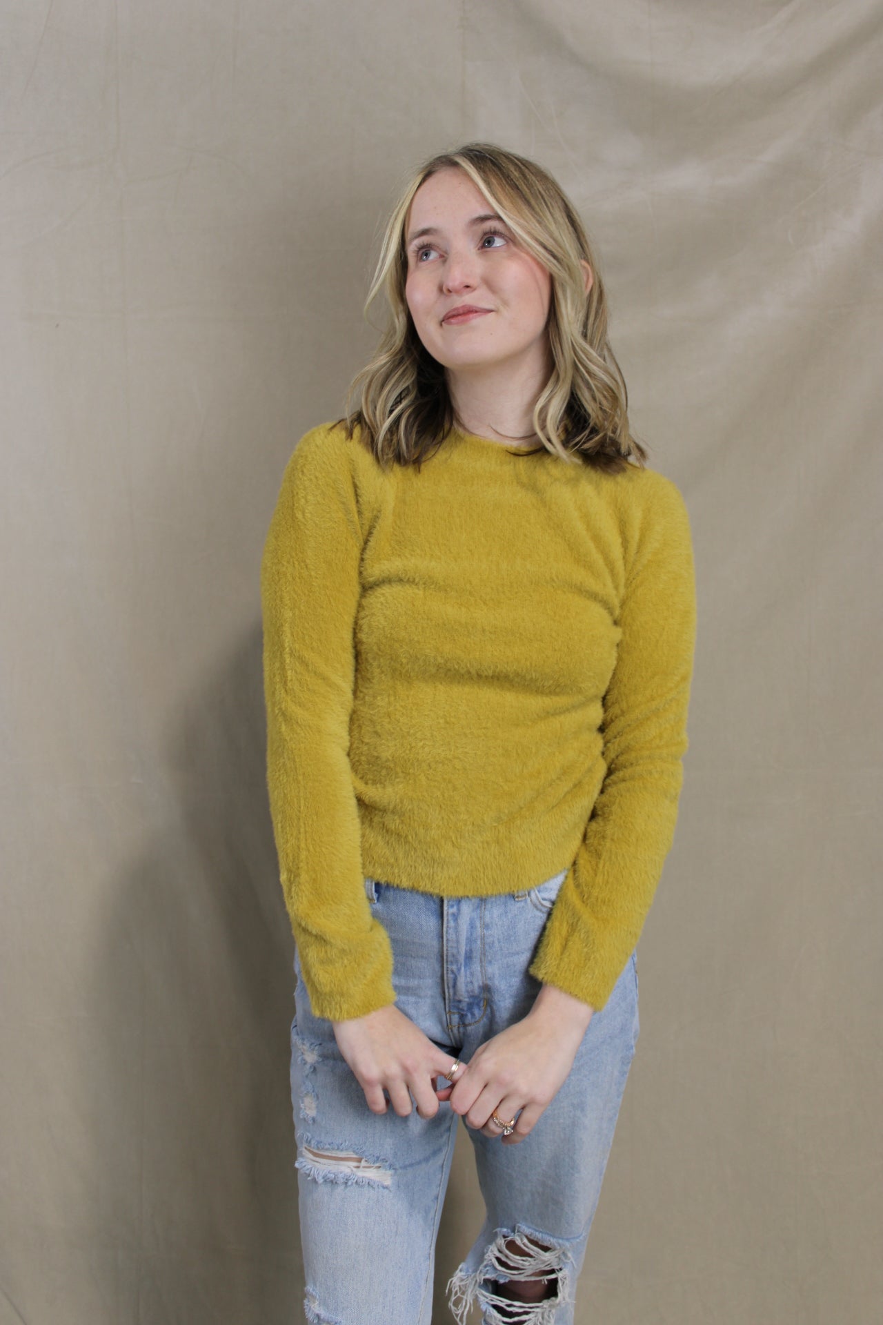 Fuzzy Fun Sweater - Gold