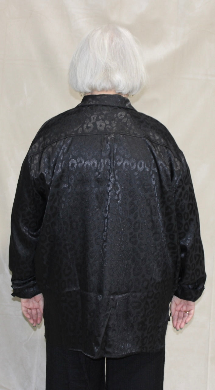 Metallic Black Leopard Top