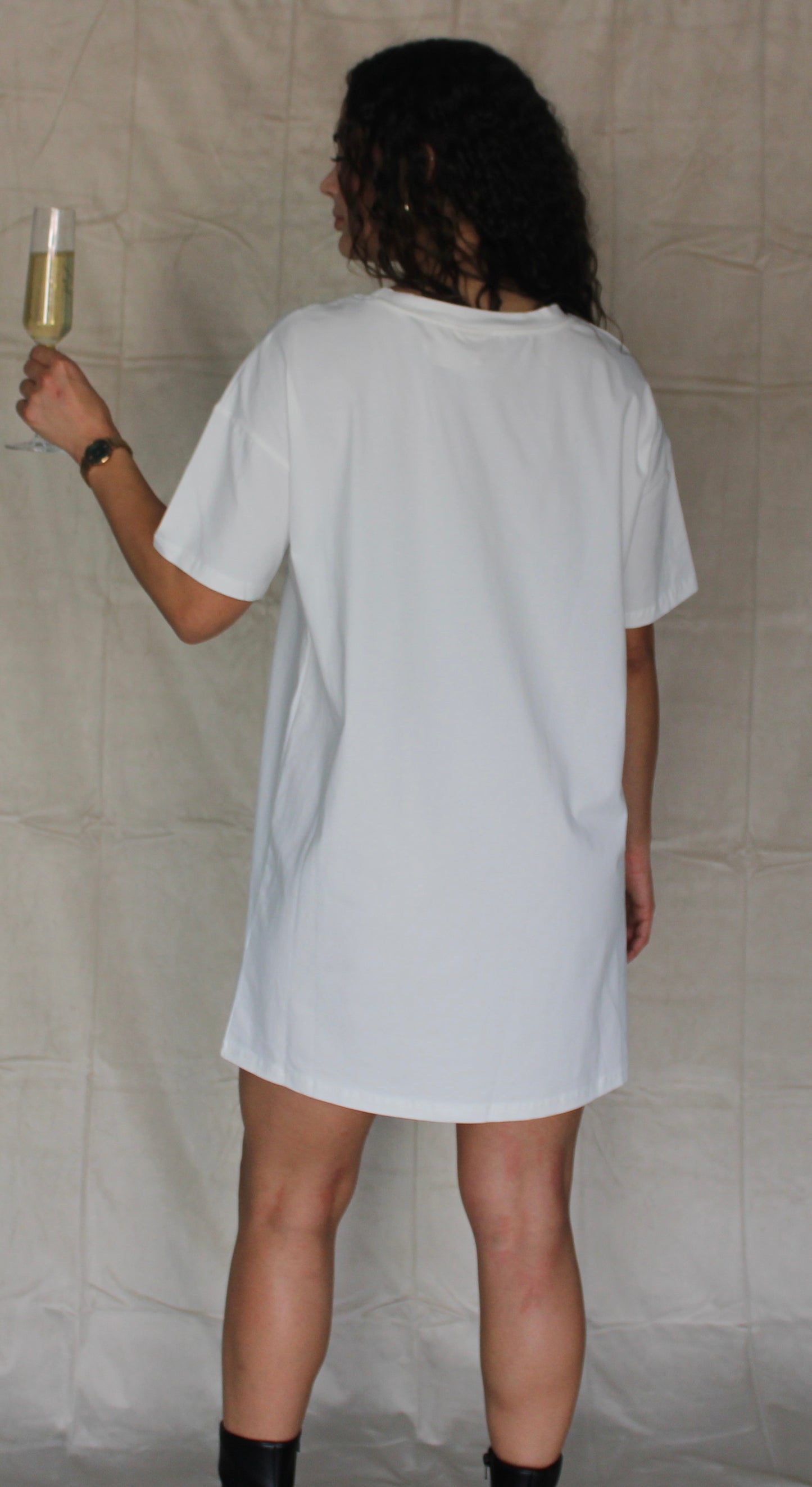 Christmas Wine Bottle Tee Shirt Dress