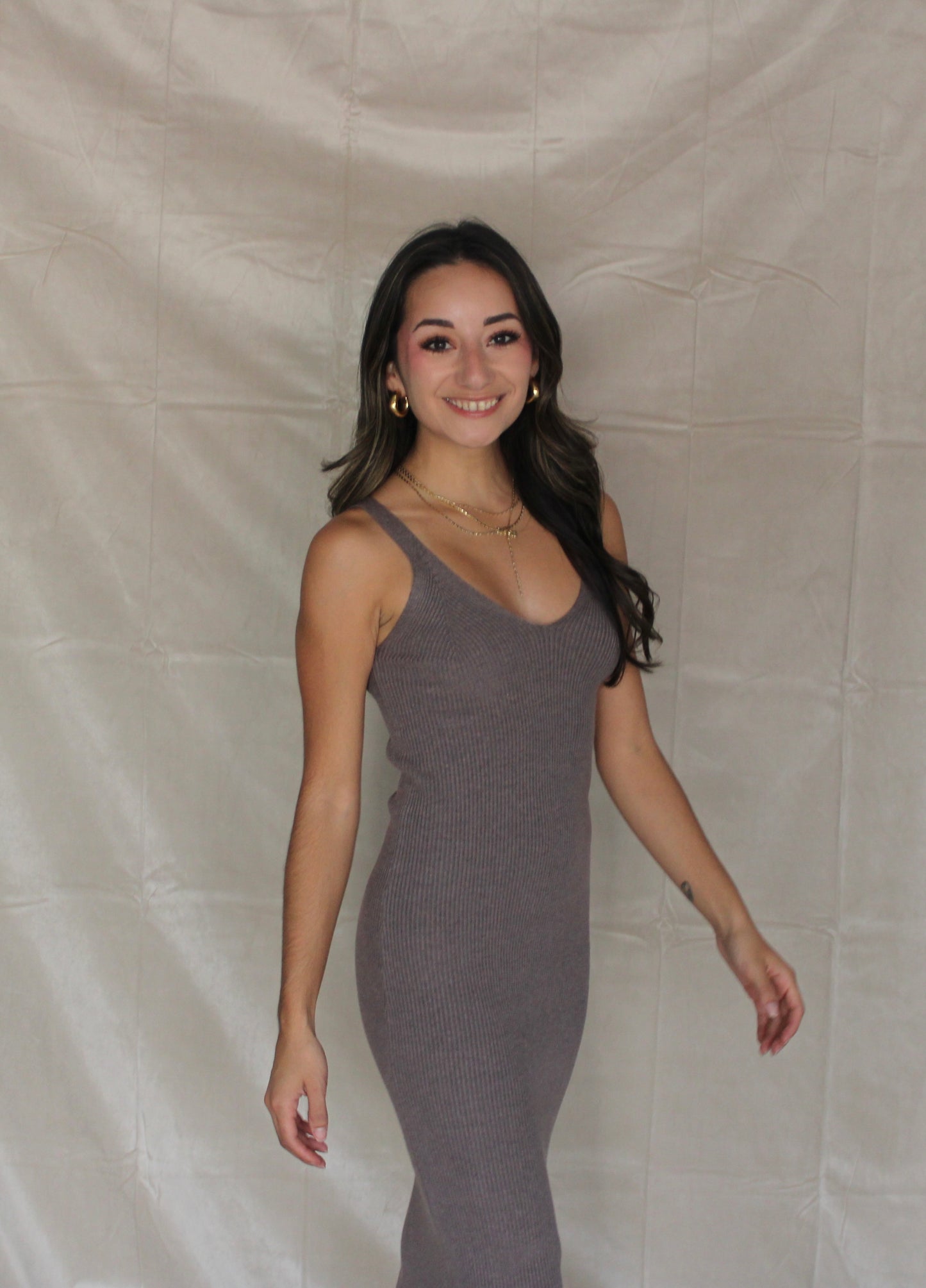 Heather Grey Sleeveless Sweater Dress