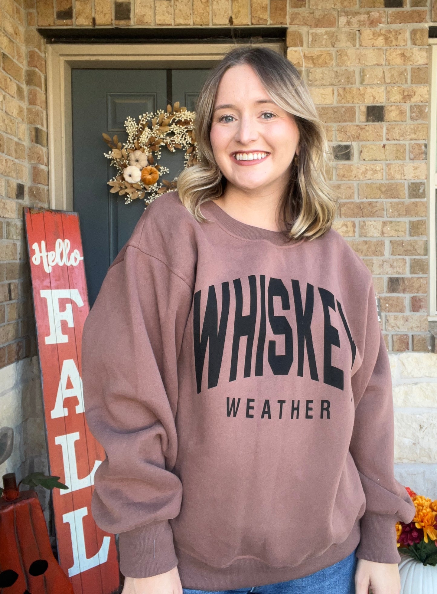 Chocolate Brown "Whiskey Weather" Oversized Pullover