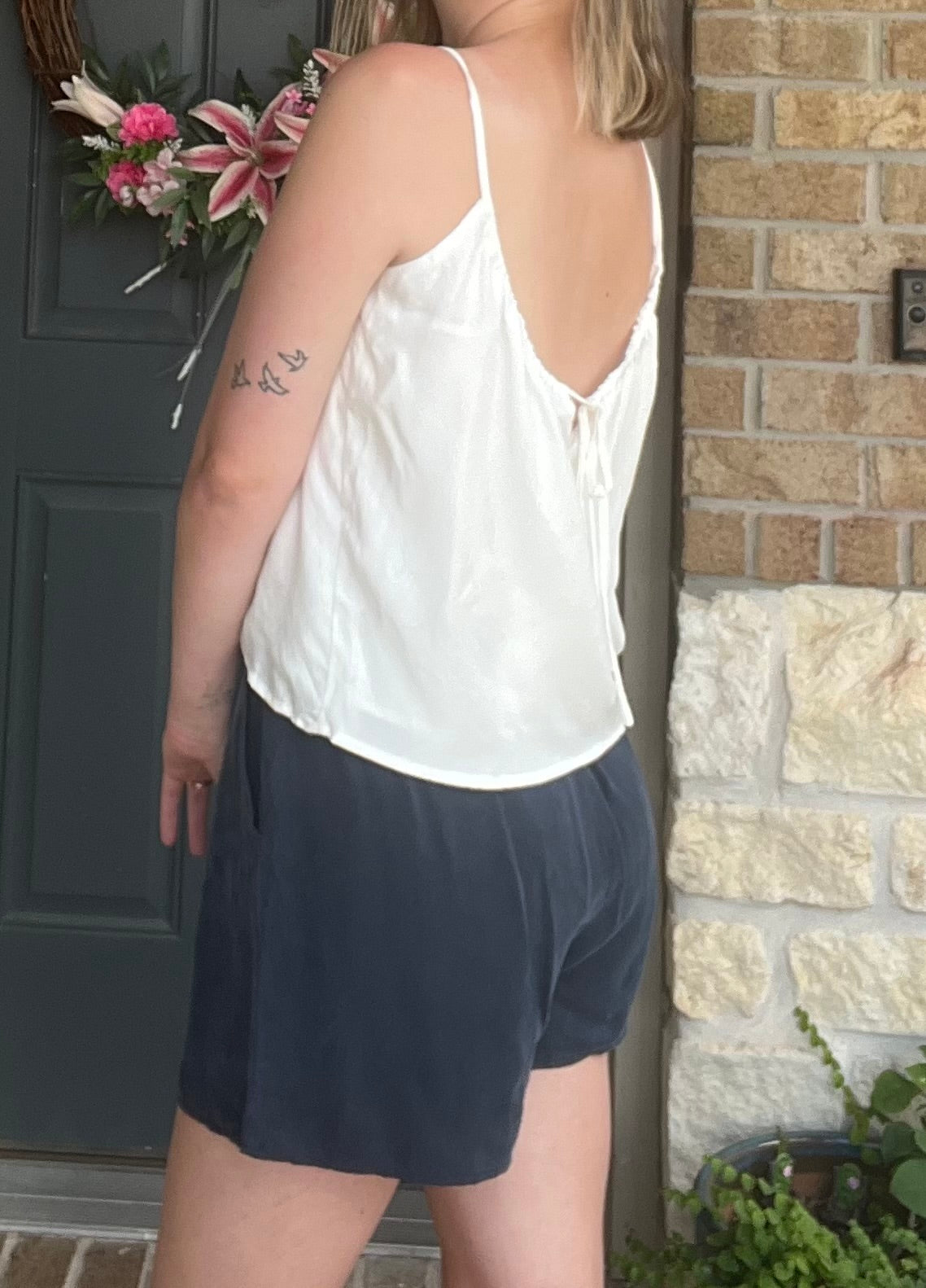 White Heritage V-Neck Tank with Scoop Back