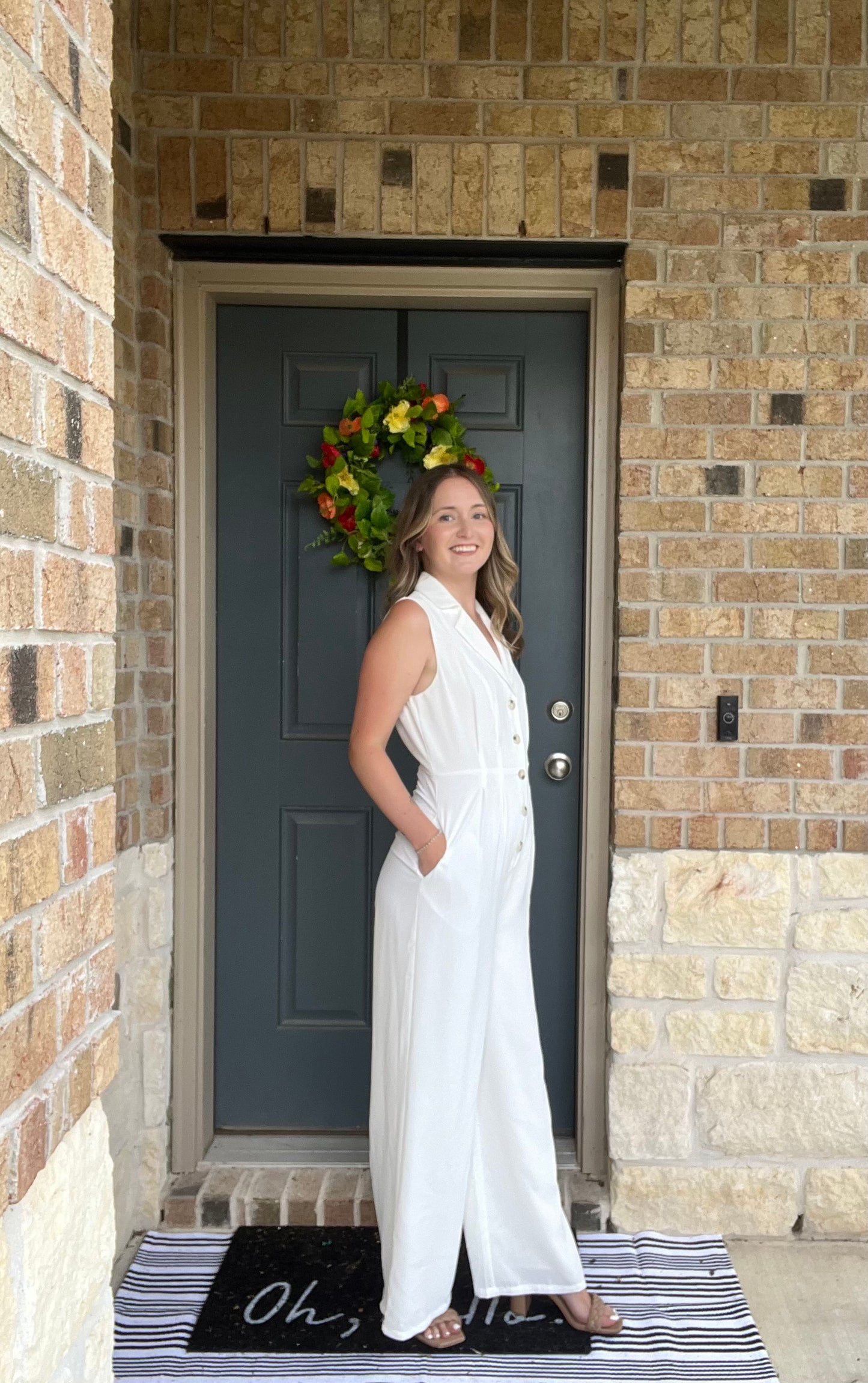 The Classic White Button Front Jumpsuit