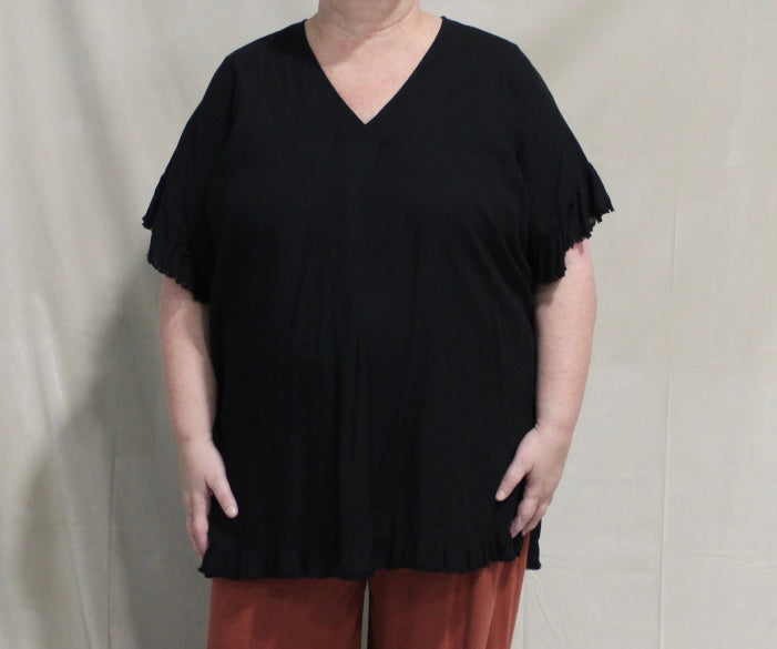 Linen Black Unhemmed Top