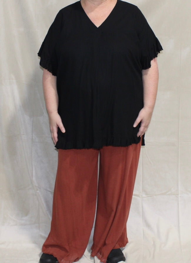 Plus Rust Linen Pants