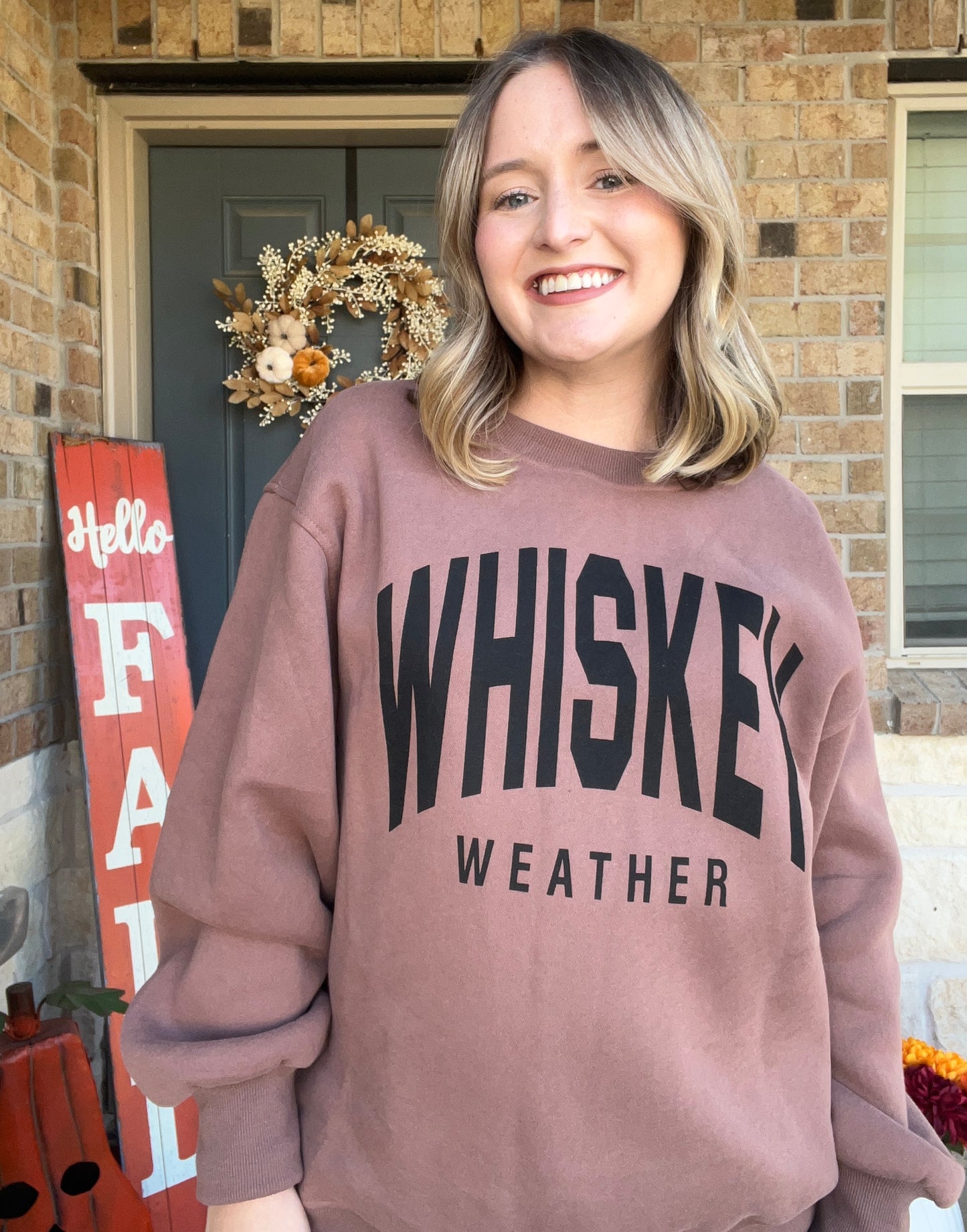 Chocolate Brown "Whiskey Weather" Oversized Pullover