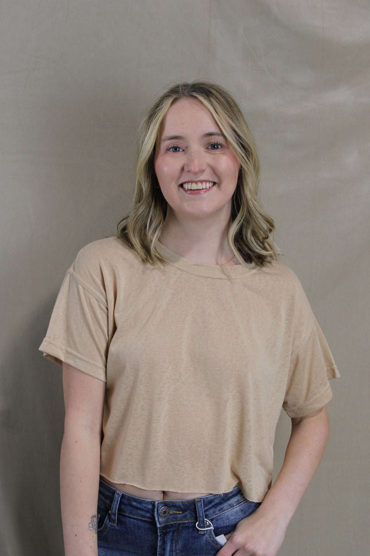 Cropped Butter Tee - Natural