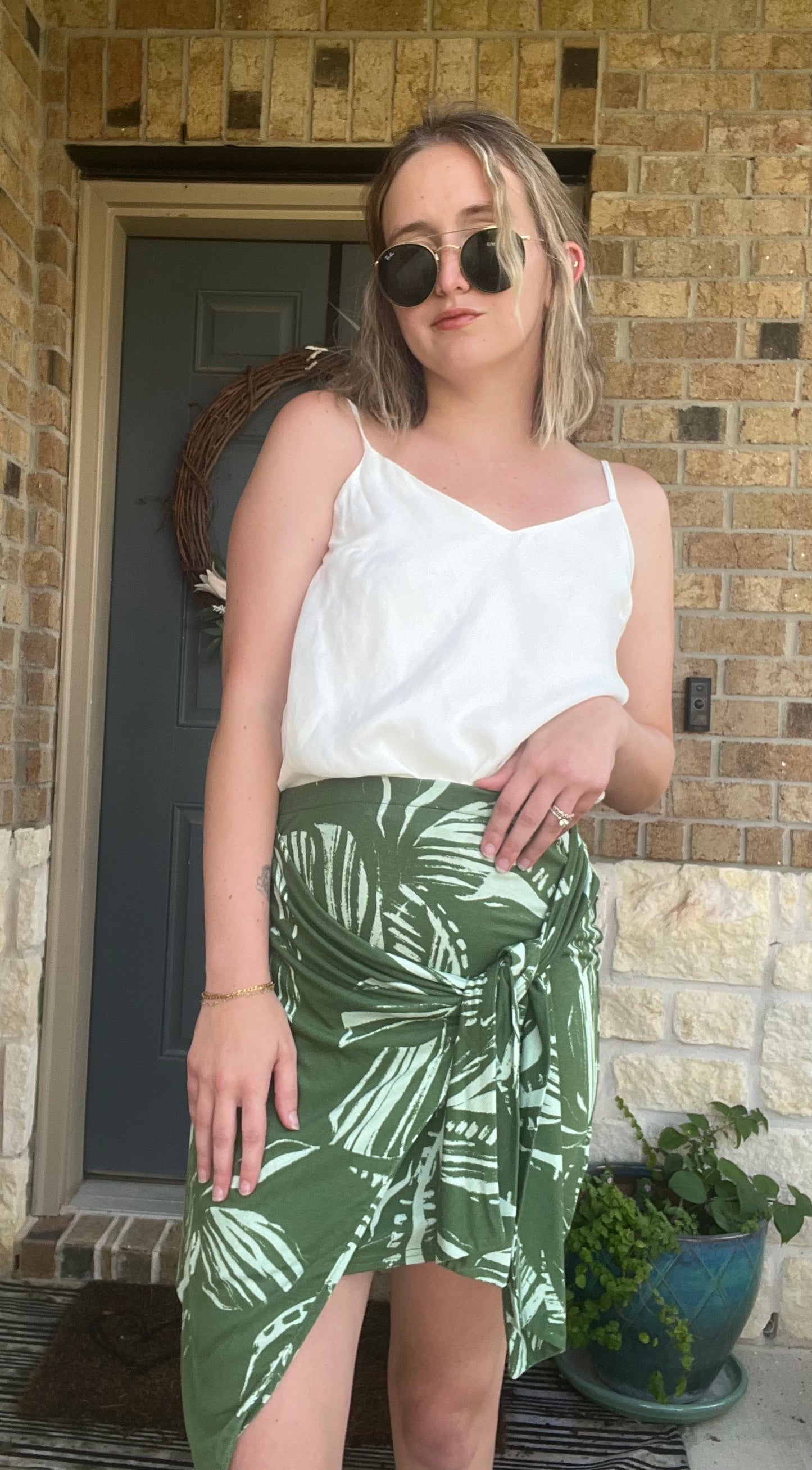 Green Floral Prosper Wrap Mini Skirt