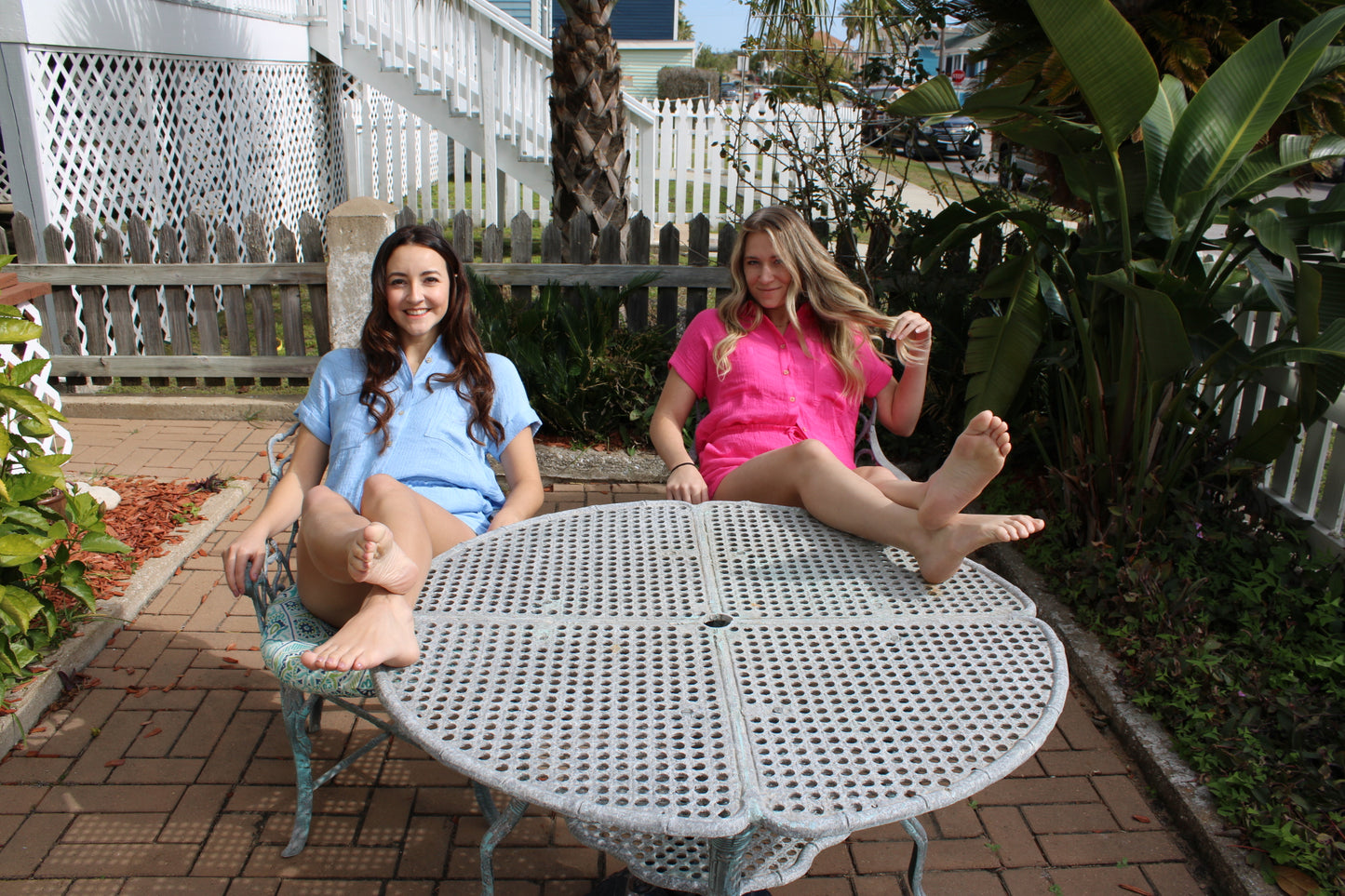 Fuchsia Linen Short Sleeve Button Up Top