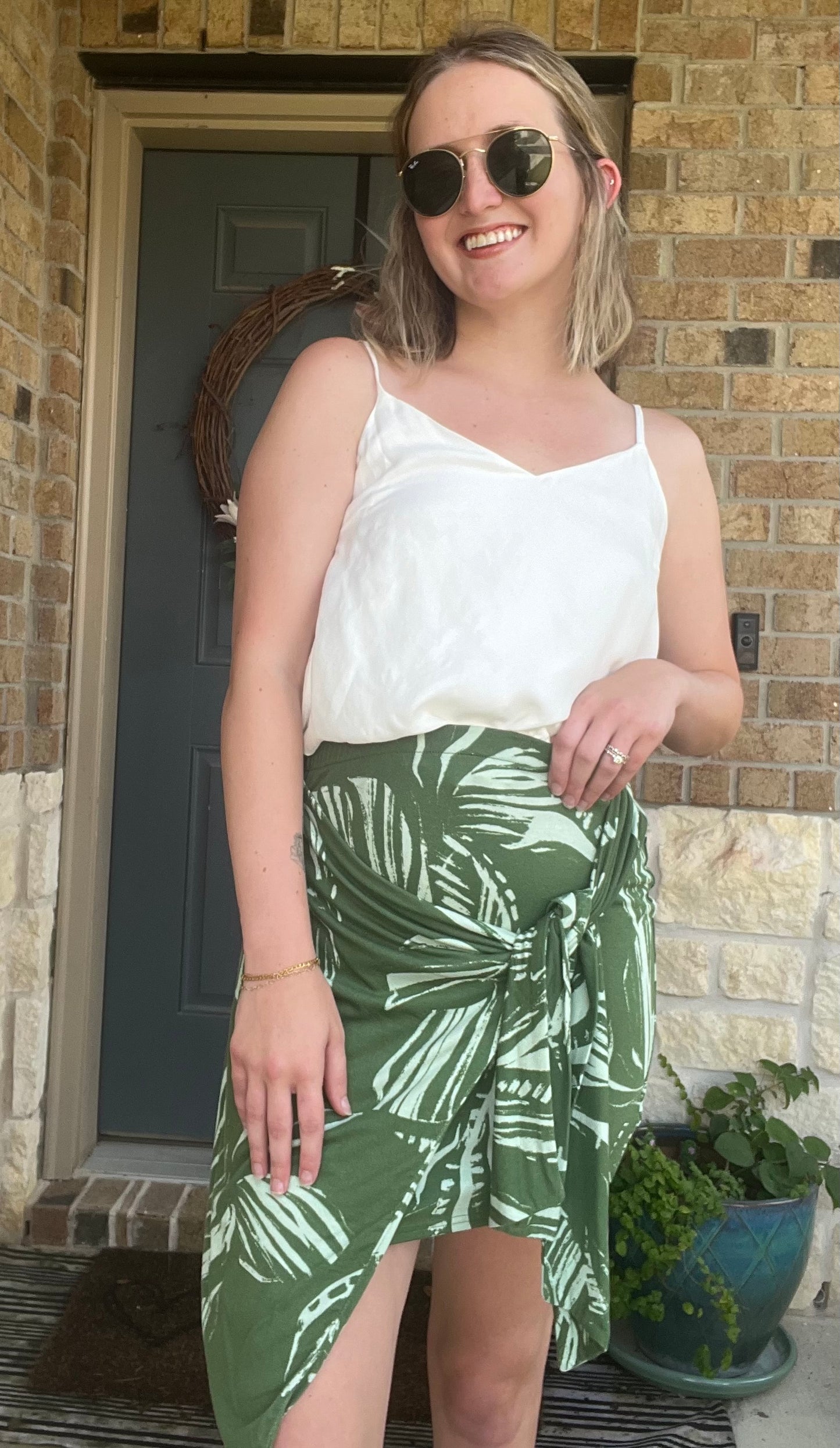 Green Floral Prosper Wrap Mini Skirt