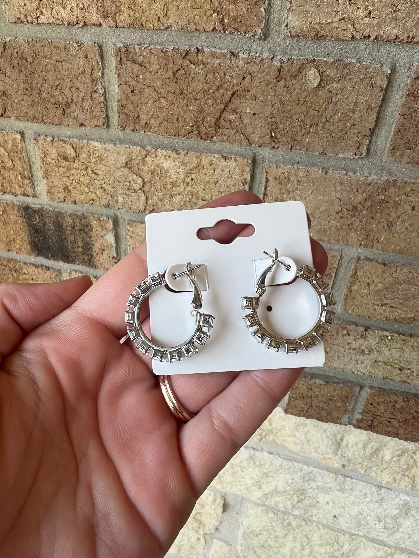 Small Silver Luster Gem Hoops