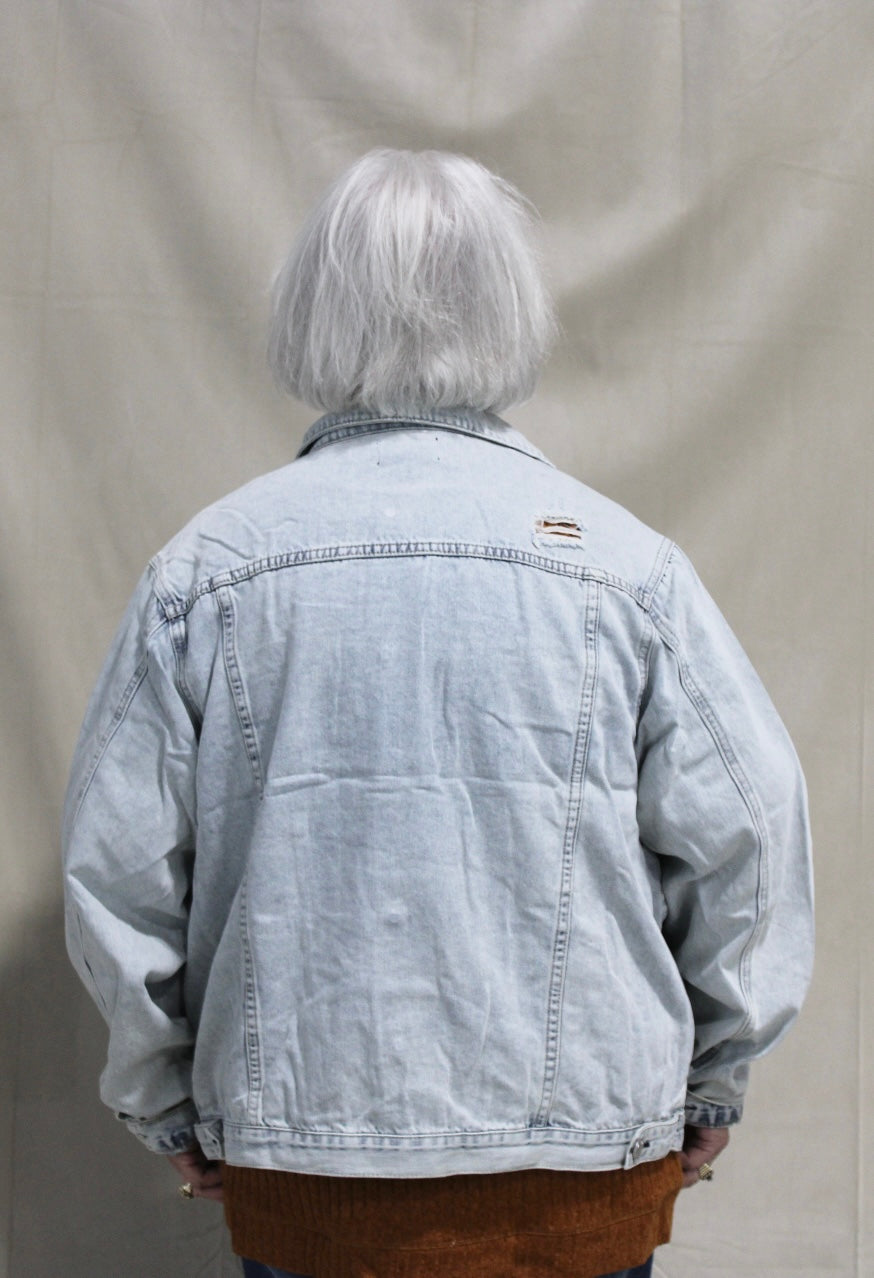 Plus Acid Wash Relaxed Denim Jacket