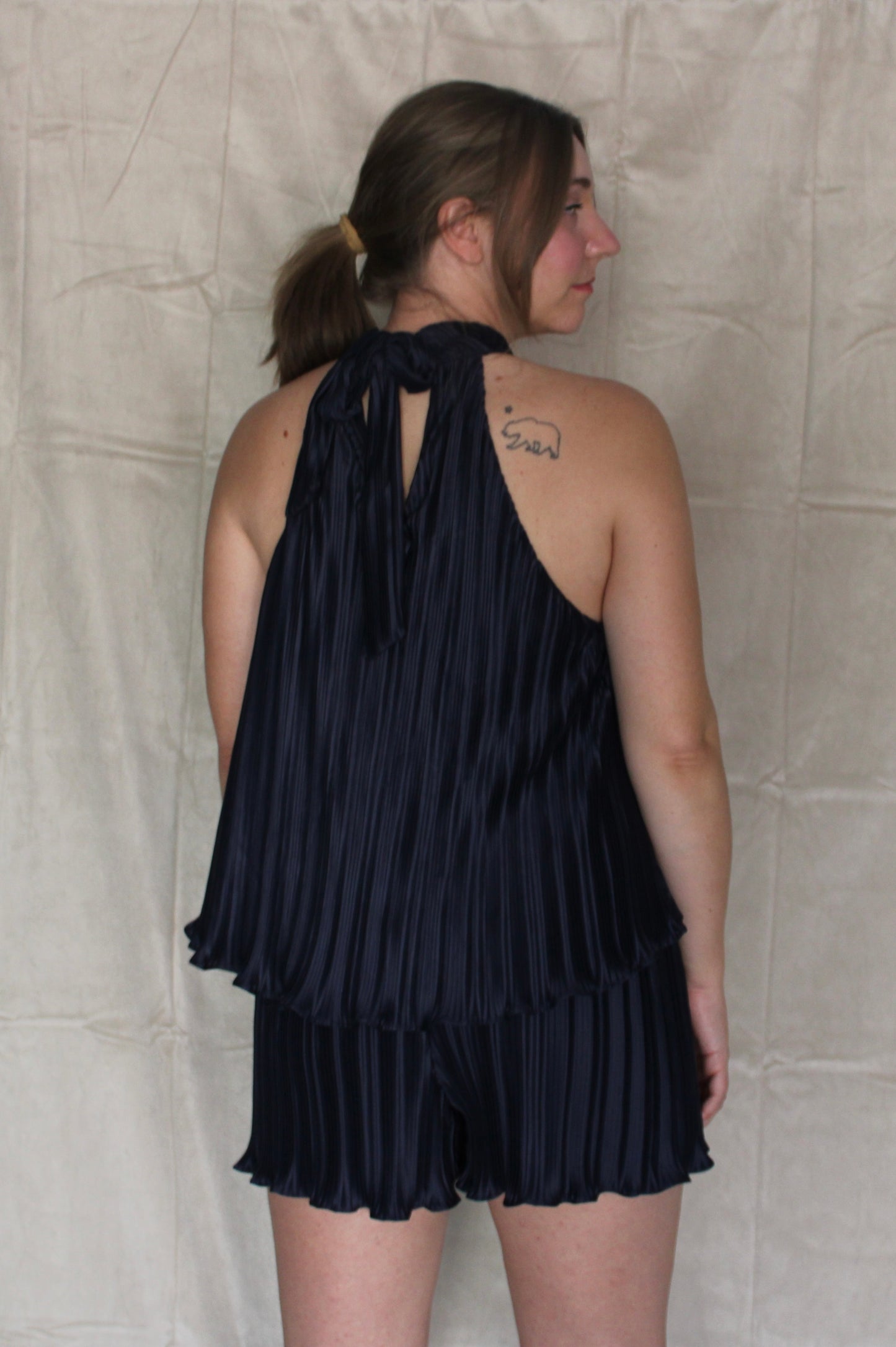 Navy Halter Two Piece Set