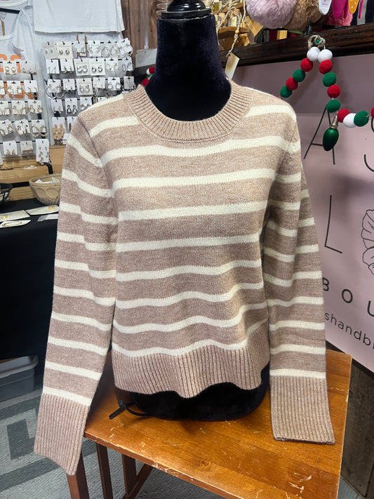 Taupe Cream Sheri Striped Sweater