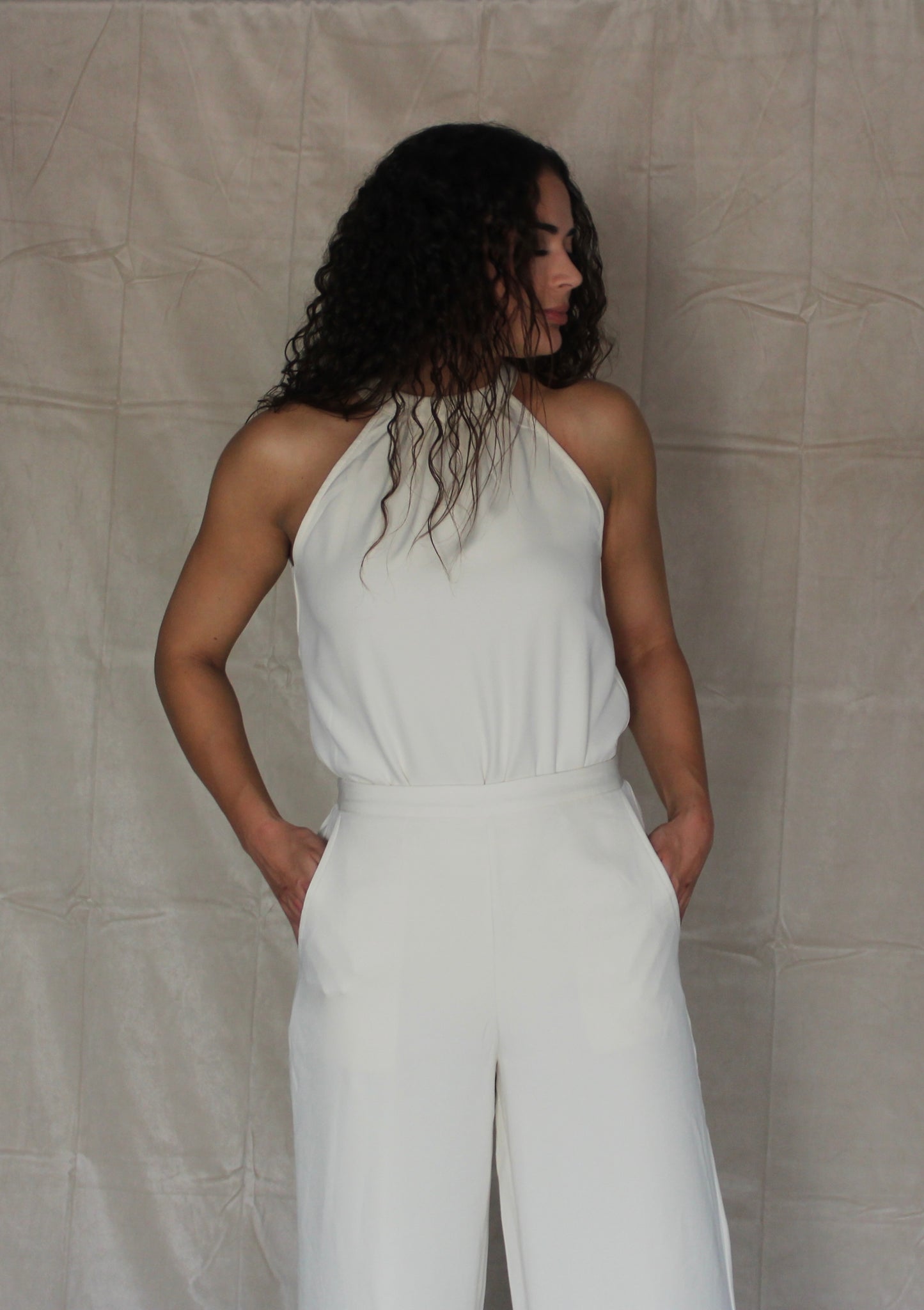 White Halter Bodysuit