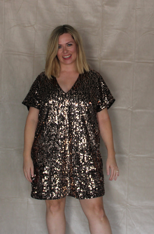 Black Gold Sparkle Dress