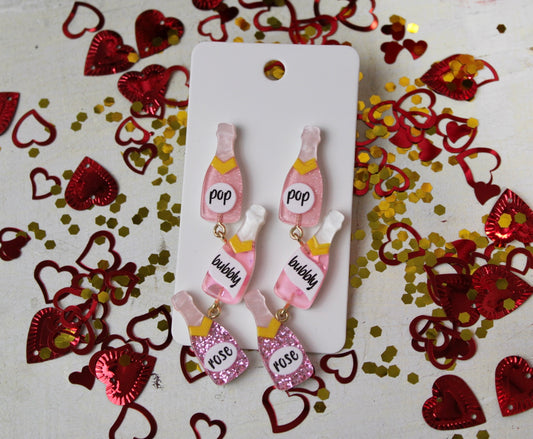 Champagne Bottle Acrylic Earrings