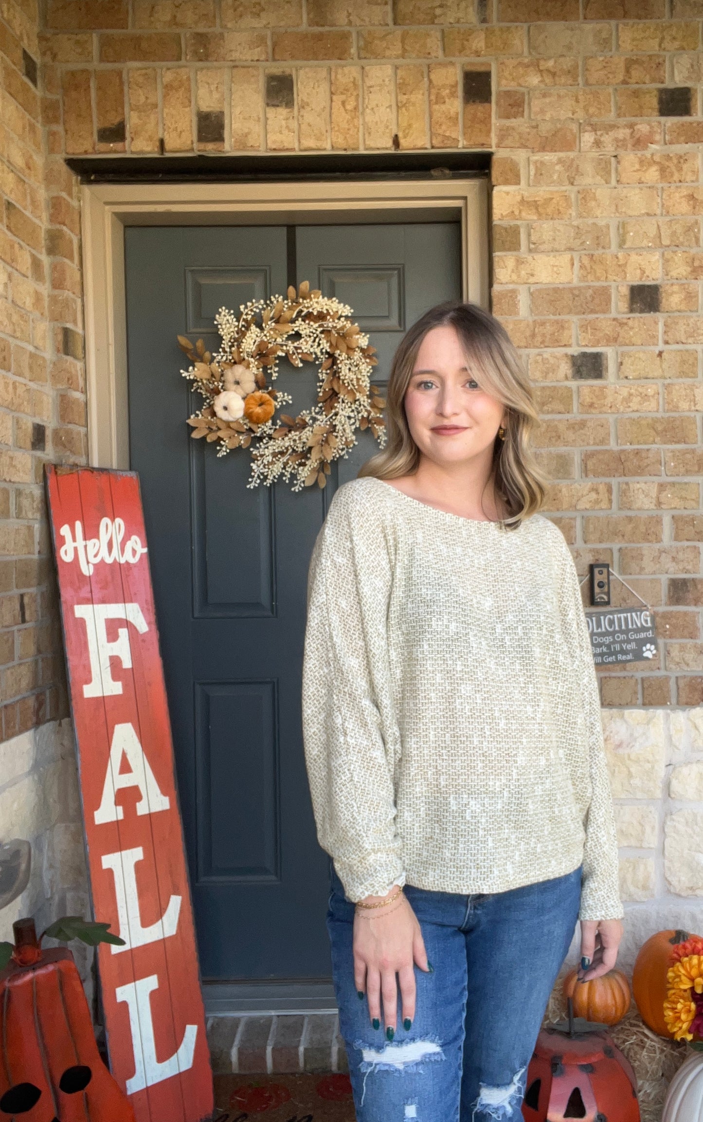 Olive Billie Over The Shoulder Dolman Sleeve Knit Top