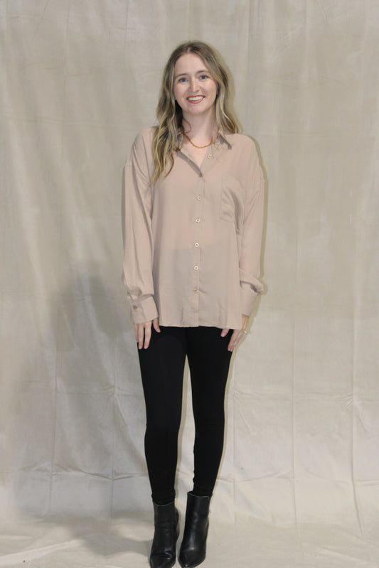 Camel Button Down Top
