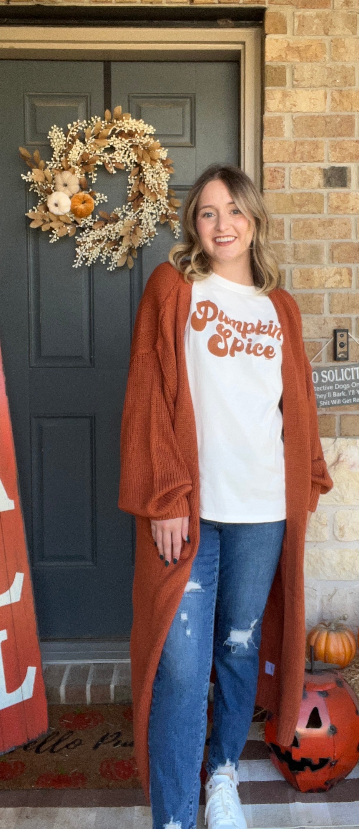 Rust Duster Cardigan with Pockets