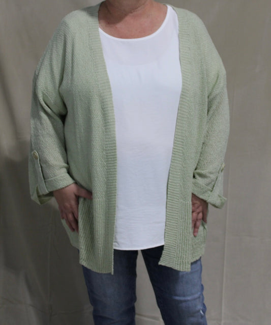 Sage Green Button Back Sweater